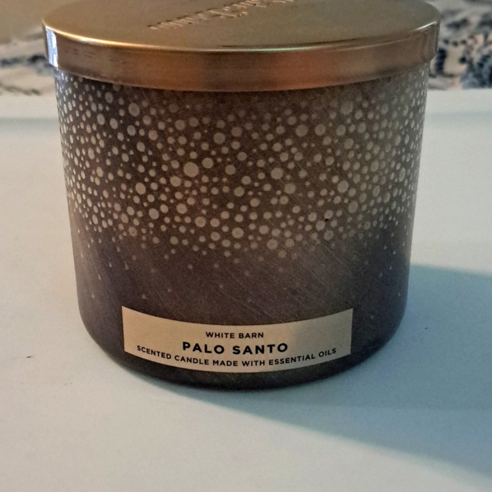 Bath and body works white barn Palo Santo 3 wick candle new